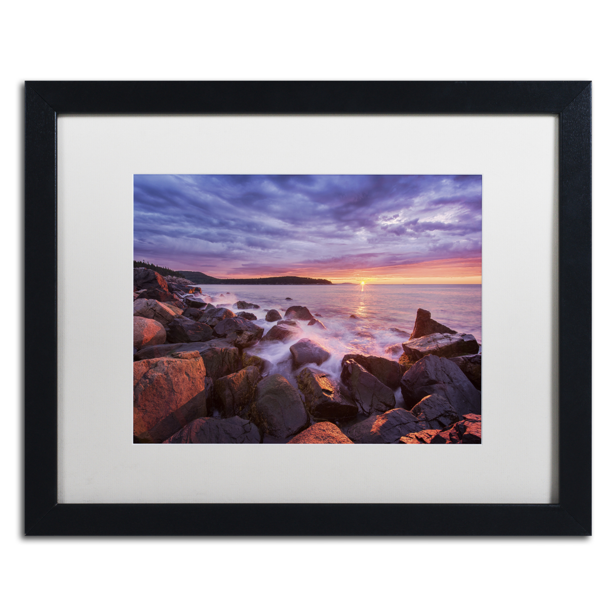 Michael Blanchette Photography 'Acadia Rocks' Black Wooden Framed Art 18 X 22 Inches