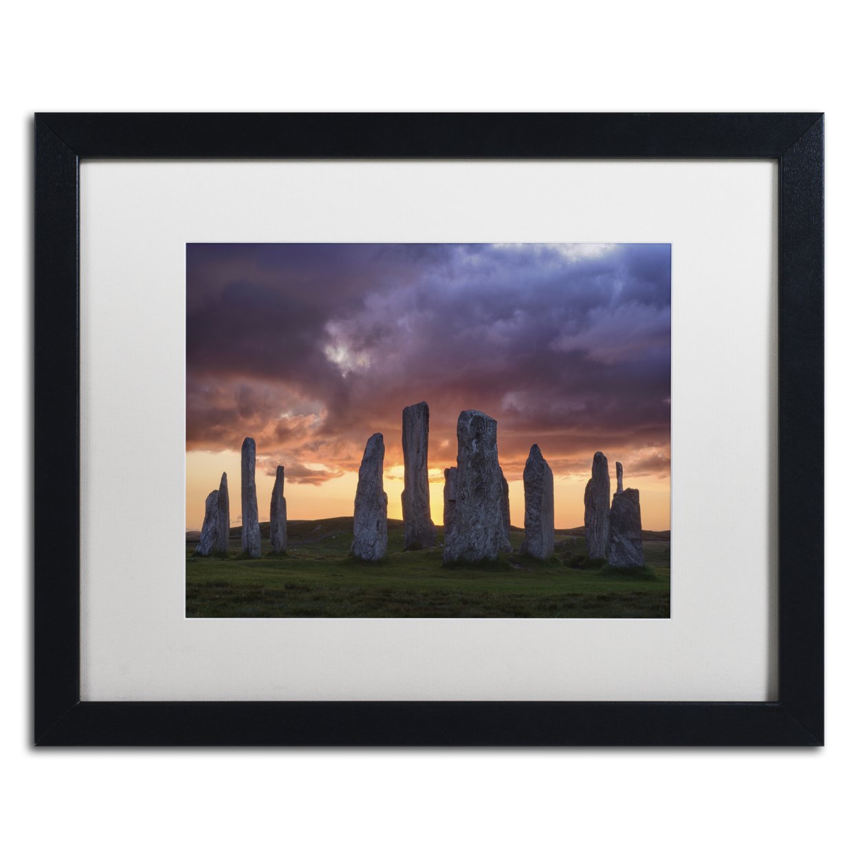 Michael Blanchette Photography 'Callanish Sunset' Black Wooden Framed Art 18 X 22 Inches