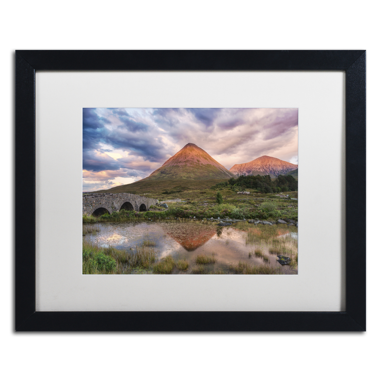 Michael Blanchette Photography 'Glamaig Sunset' Black Wooden Framed Art 18 X 22 Inches