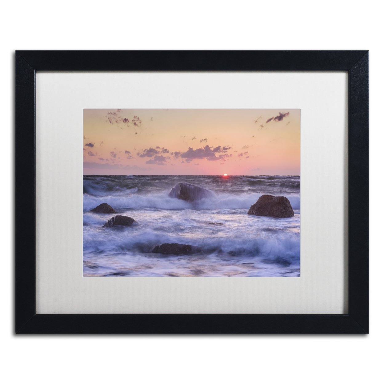 Michael Blanchette Photography 'Raging Surf' Black Wooden Framed Art 18 X 22 Inches