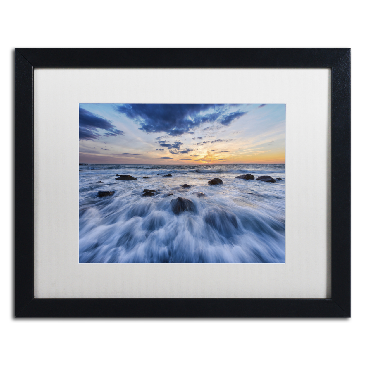 Michael Blanchette Photography 'Tidal Fury' Black Wooden Framed Art 18 X 22 Inches