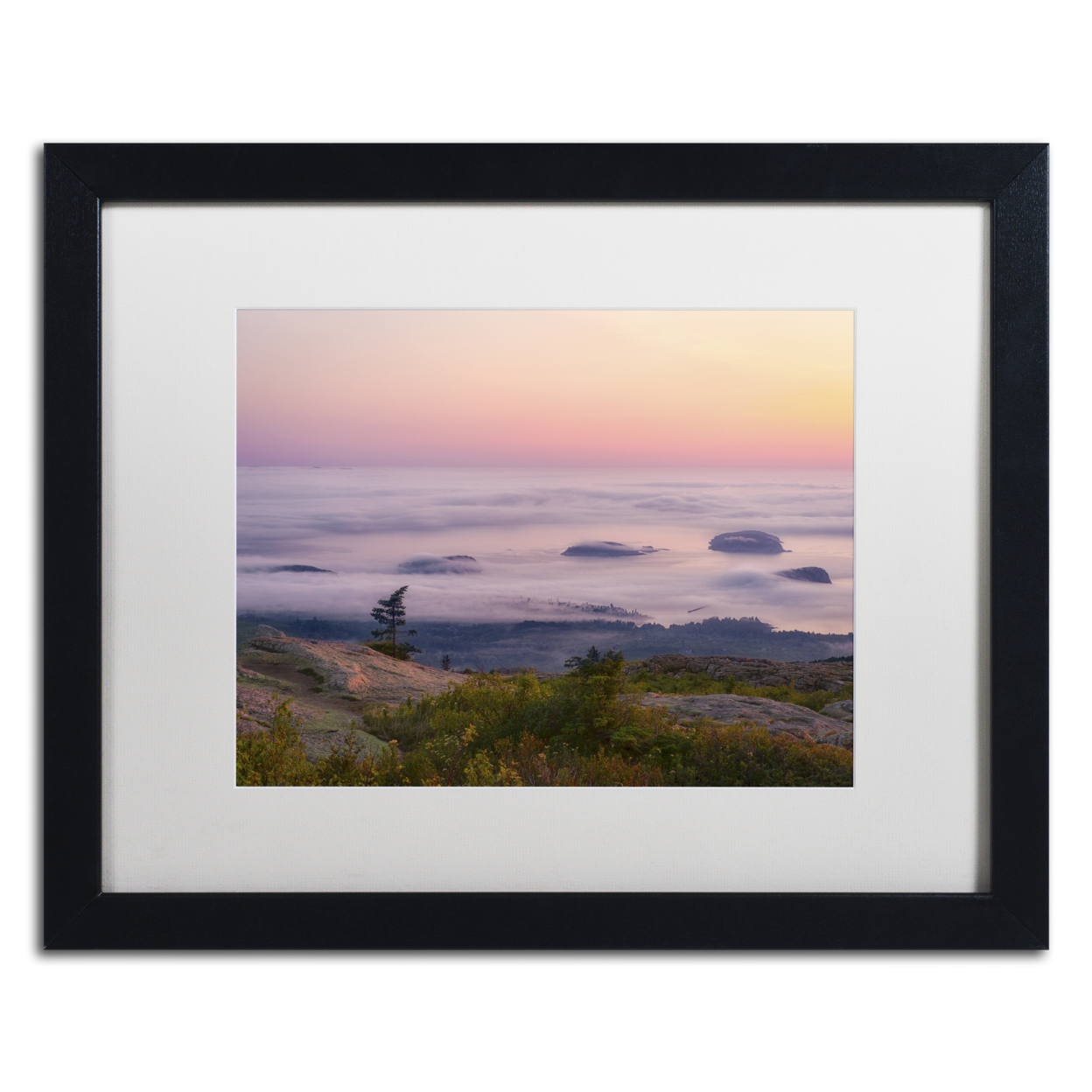 Michael Blanchette Photography 'Islands In The Fog' Black Wooden Framed Art 18 X 22 Inches