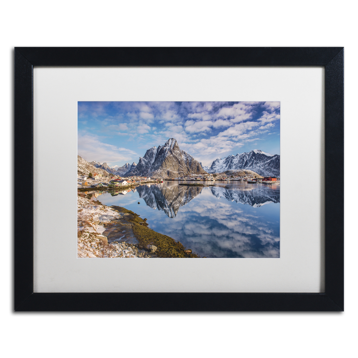 Michael Blanchette Photography 'Mirror In The Fjord' Black Wooden Framed Art 18 X 22 Inches