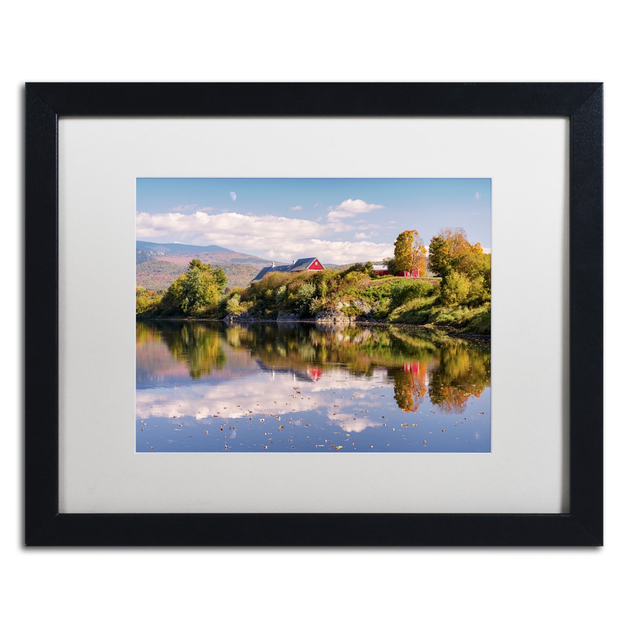 Michael Blanchette Photography 'Pastoral Reflection' Black Wooden Framed Art 18 X 22 Inches