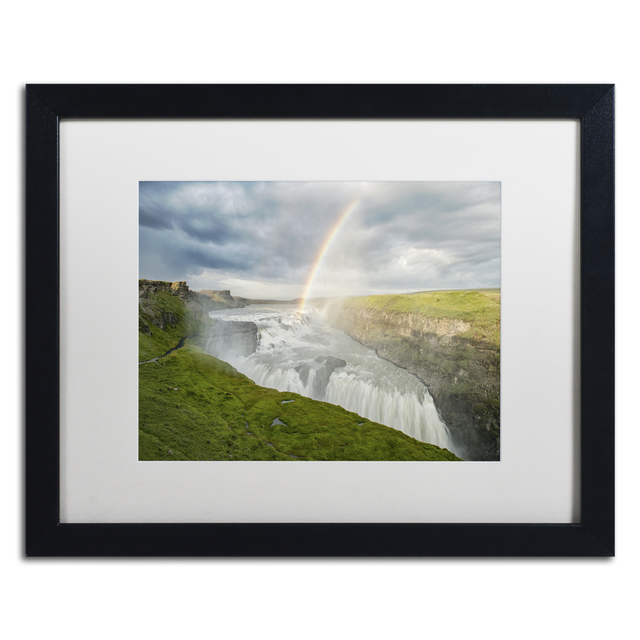 Michael Blanchette Photography 'Gullfoss Rainbow' Black Wooden Framed Art 18 X 22 Inches