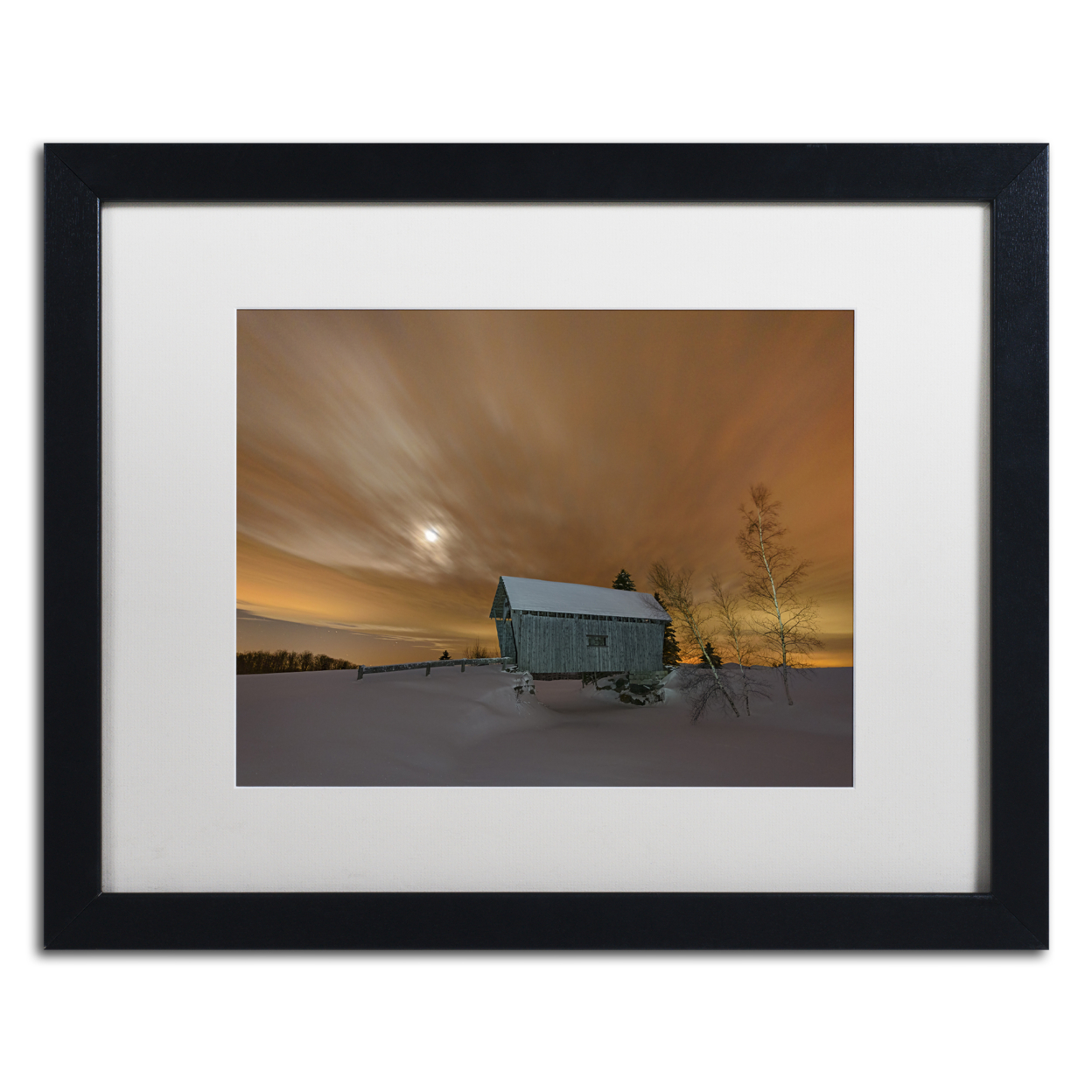 Michael Blanchette Photography 'Winter Glow' Black Wooden Framed Art 18 X 22 Inches