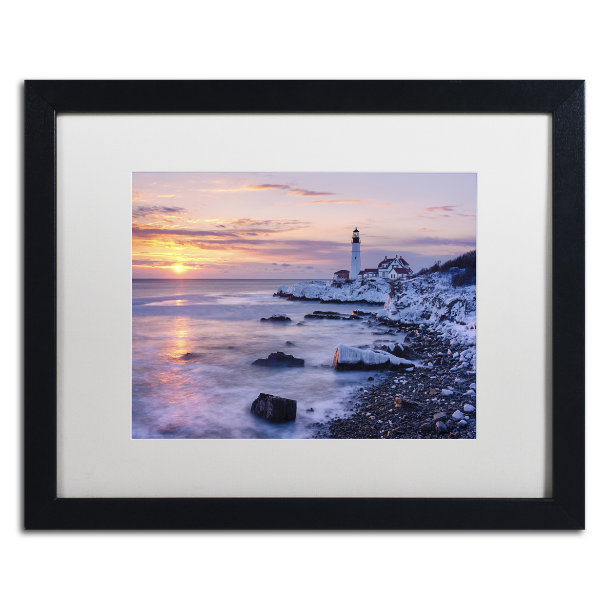 Michael Blanchette Photography 'Winter Lights' Black Wooden Framed Art 18 X 22 Inches