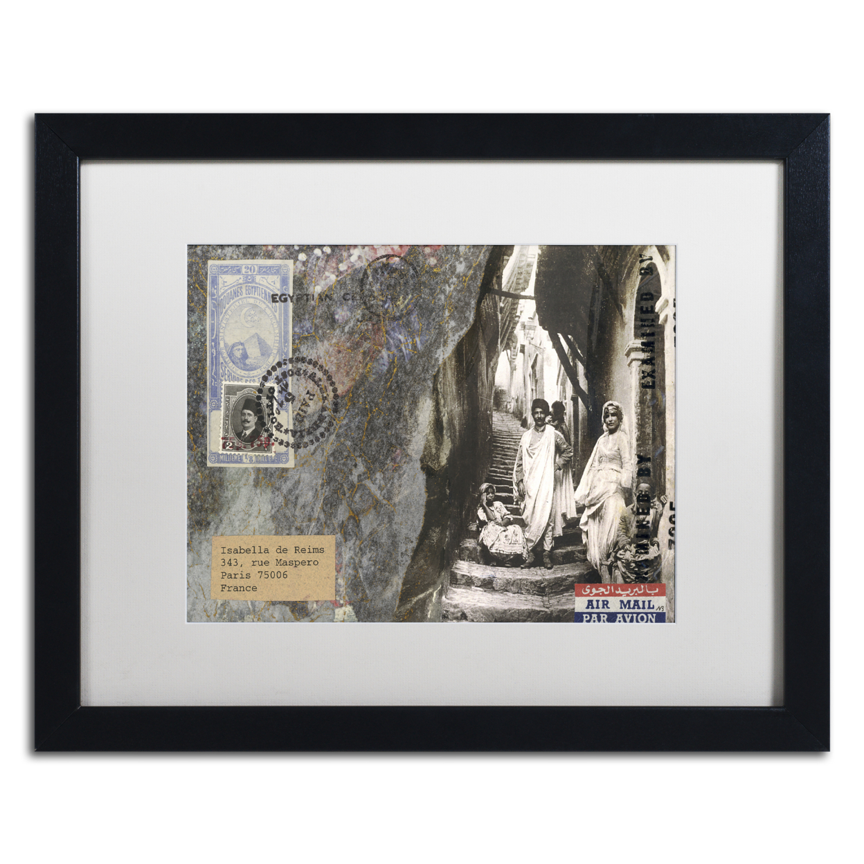 Nick Bantock 'Arab Stairs' Black Wooden Framed Art 18 X 22 Inches