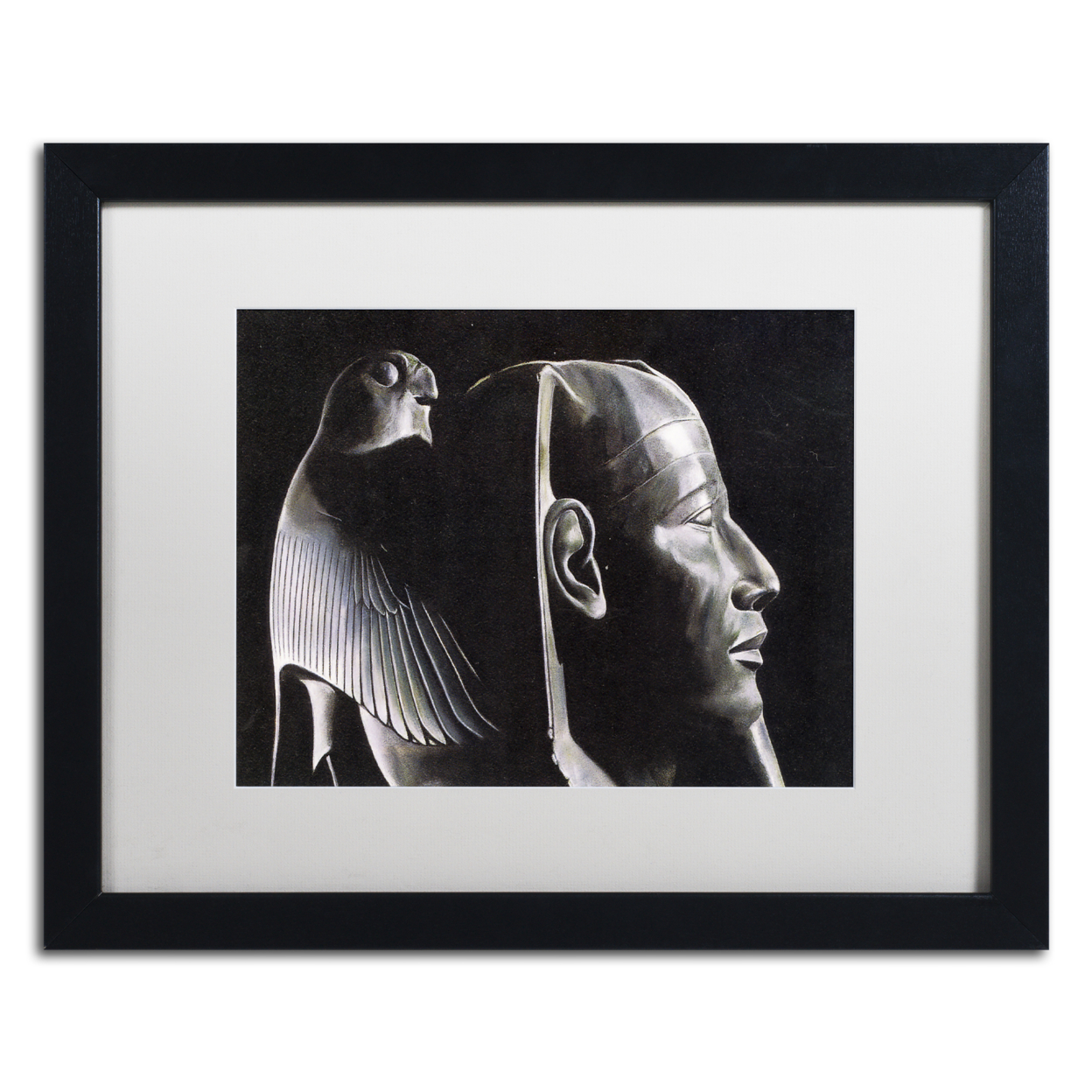 Nick Bantock 'Black Malt Falcon' Black Wooden Framed Art 18 X 22 Inches