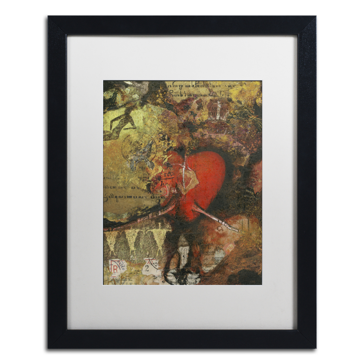 Nick Bantock 'Heart' Black Wooden Framed Art 18 X 22 Inches