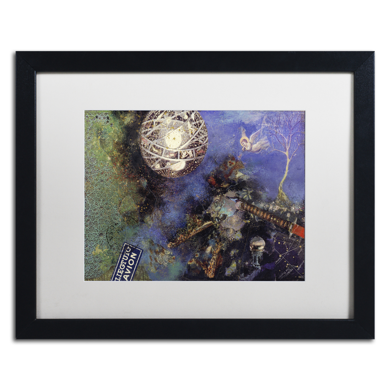 Nick Bantock 'Night Angel' Black Wooden Framed Art 18 X 22 Inches