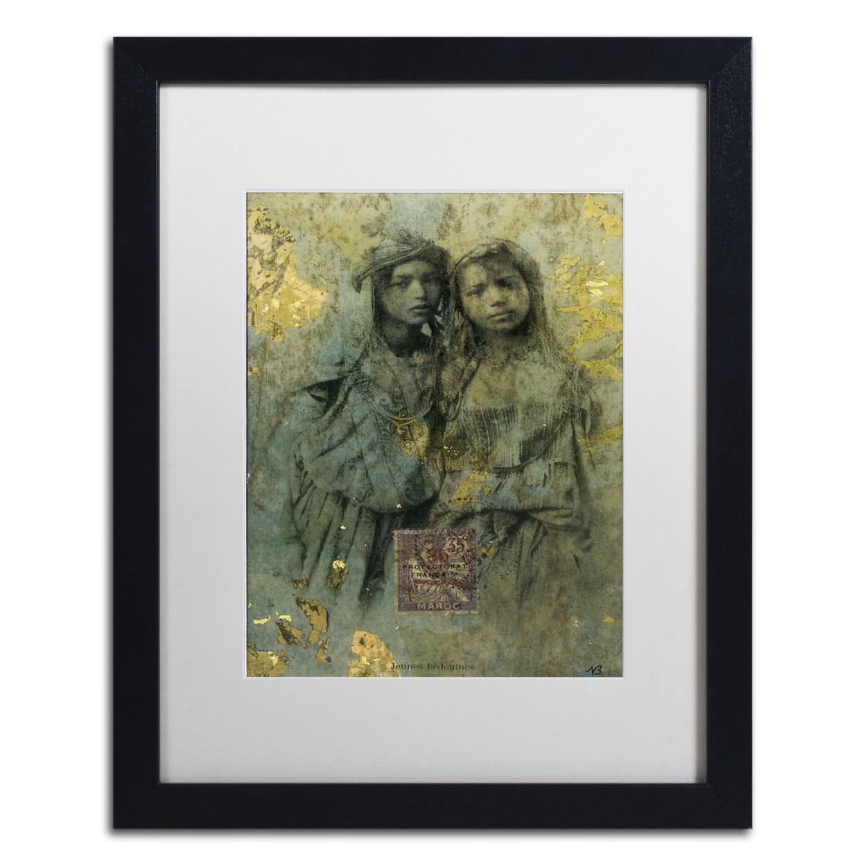 Nick Bantock 'Mauresque Sisters' Black Wooden Framed Art 18 X 22 Inches