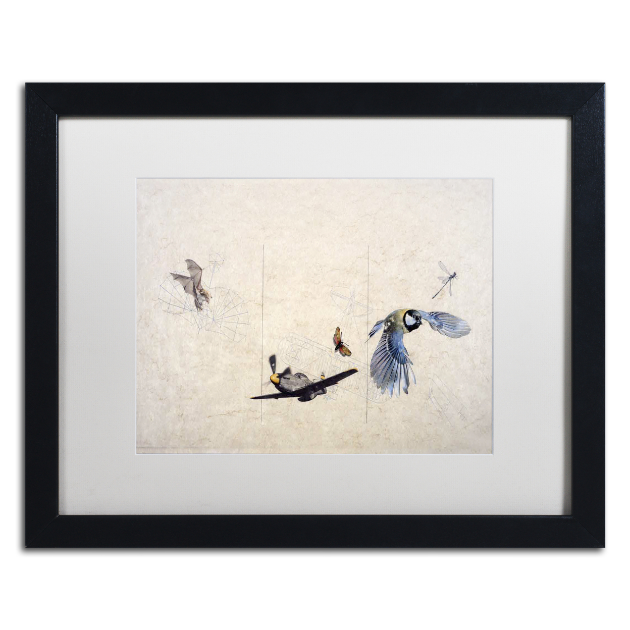 Nick Bantock 'Wings' Black Wooden Framed Art 18 X 22 Inches