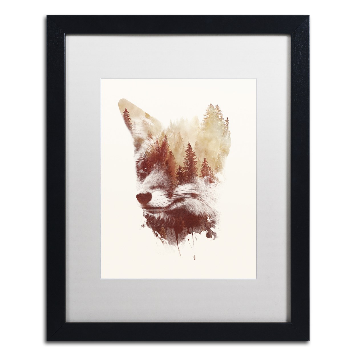Robert Farkas 'Blind Fox' Black Wooden Framed Art 18 X 22 Inches