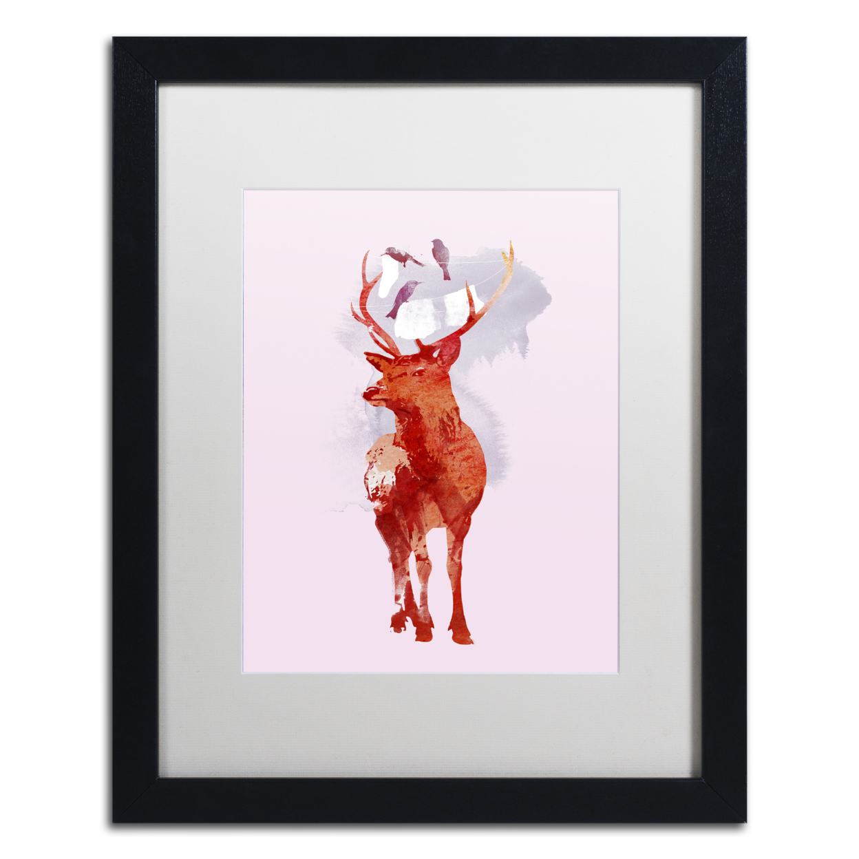 Robert Farkas 'Useless Deer' Black Wooden Framed Art 18 X 22 Inches