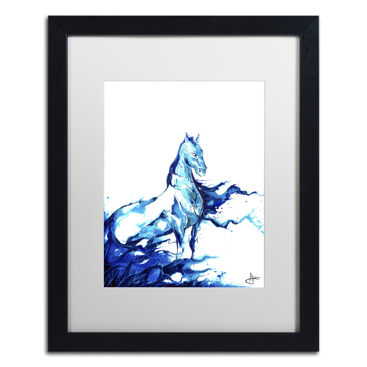 Marc Allante 'Poseidon' Black Wooden Framed Art 18 X 22 Inches