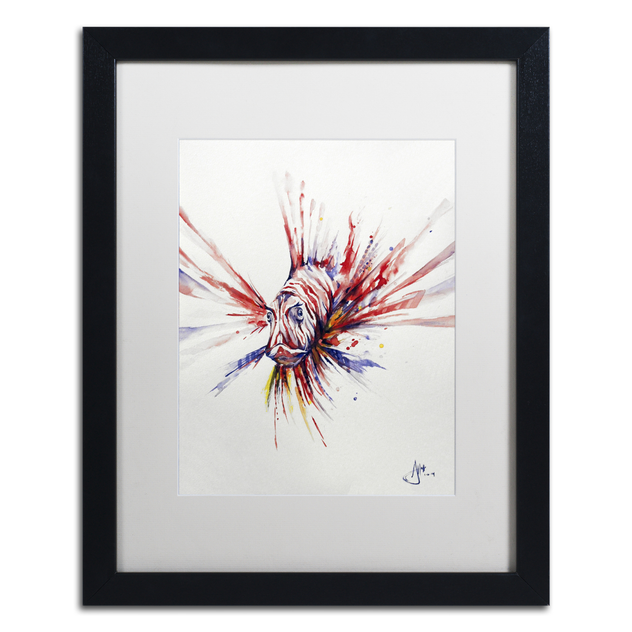 Marc Allante 'Pterois' Black Wooden Framed Art 18 X 22 Inches