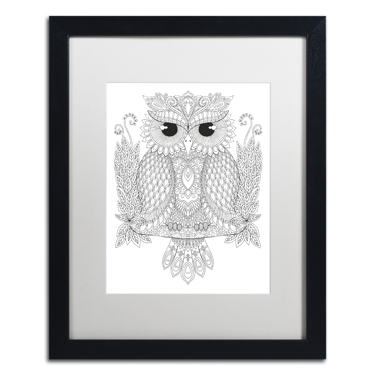 Hello Angel 'Night Owls 1' Black Wooden Framed Art 18 X 22 Inches