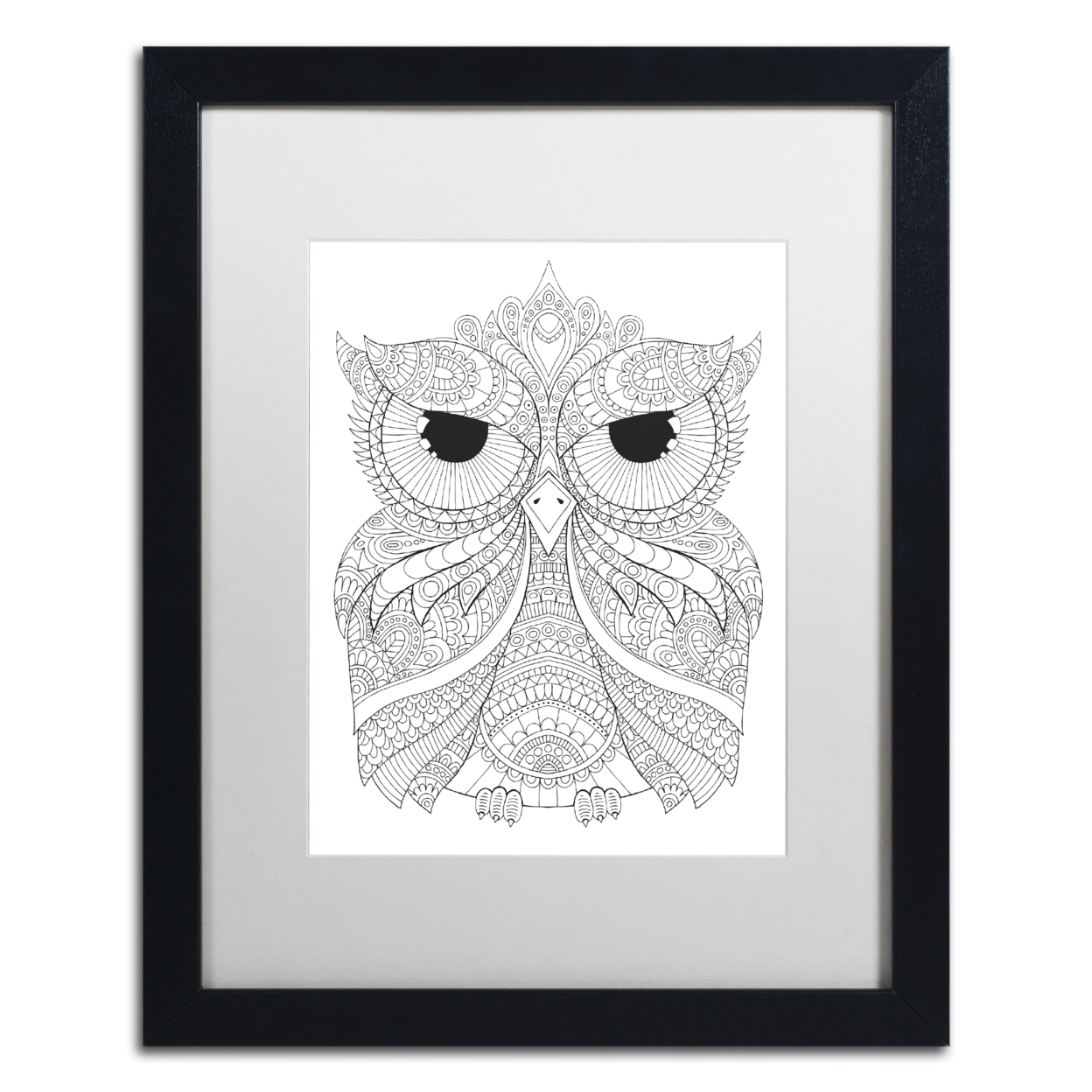Hello Angel 'Night Owls 4' Black Wooden Framed Art 18 X 22 Inches