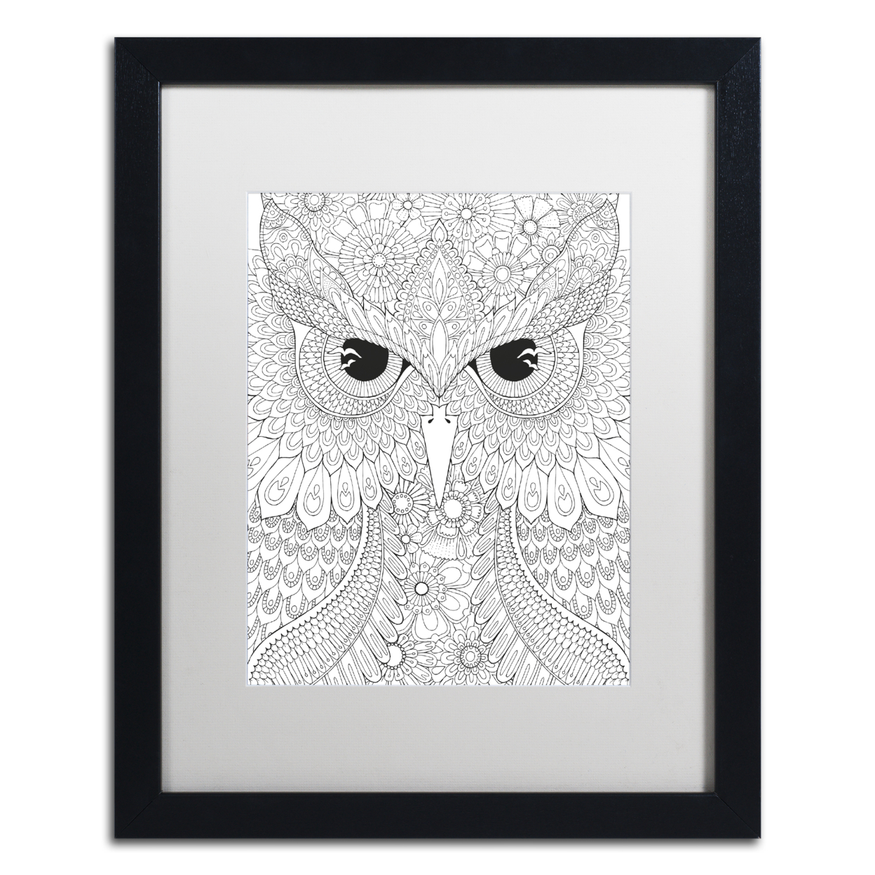 Hello Angel 'Night Owls 3' Black Wooden Framed Art 18 X 22 Inches