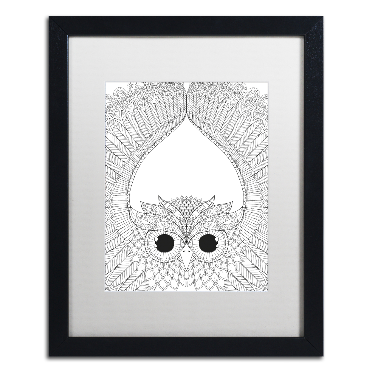 Hello Angel 'Night Owls 6' Black Wooden Framed Art 18 X 22 Inches
