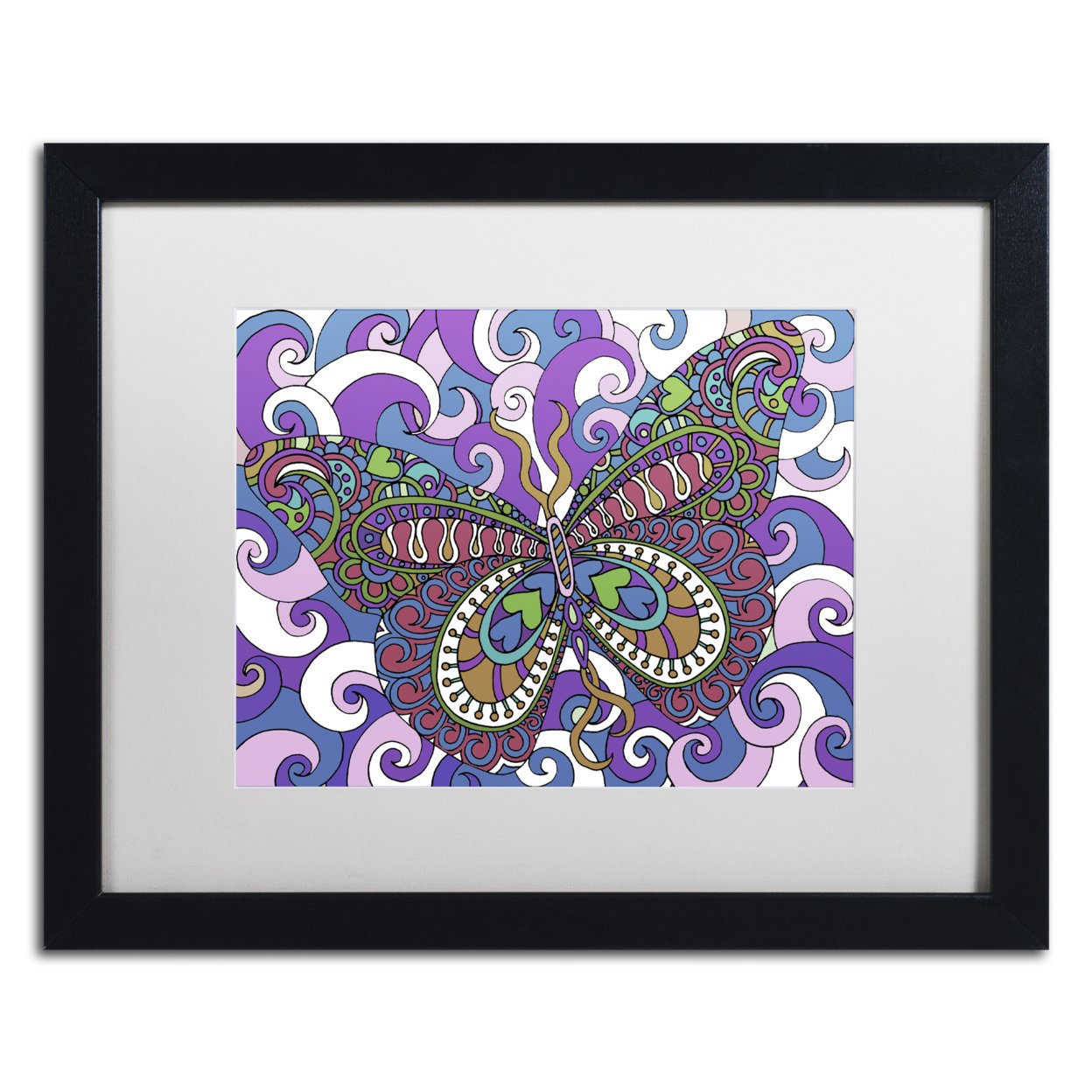 Kathy G. Ahrens 'Bashful Garden Butterfly Soaring' Black Wooden Framed Art 18 X 22 Inches
