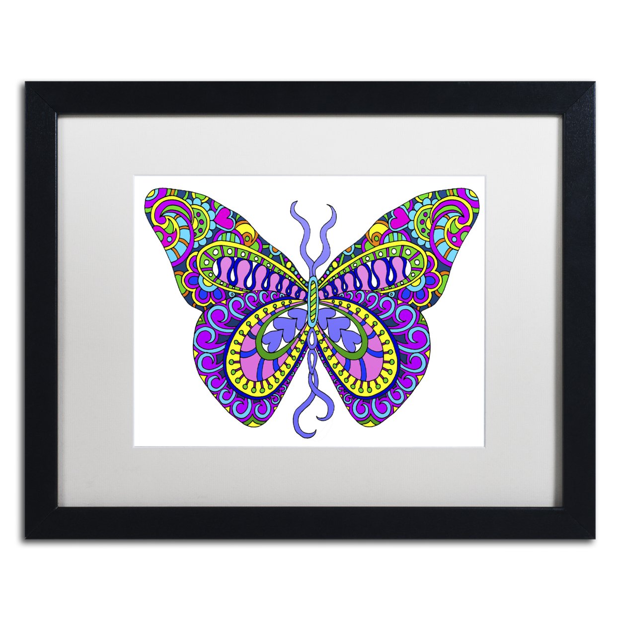 Kathy G. Ahrens 'Bashful Garden Butterfly Blooming' Black Wooden Framed Art 18 X 22 Inches
