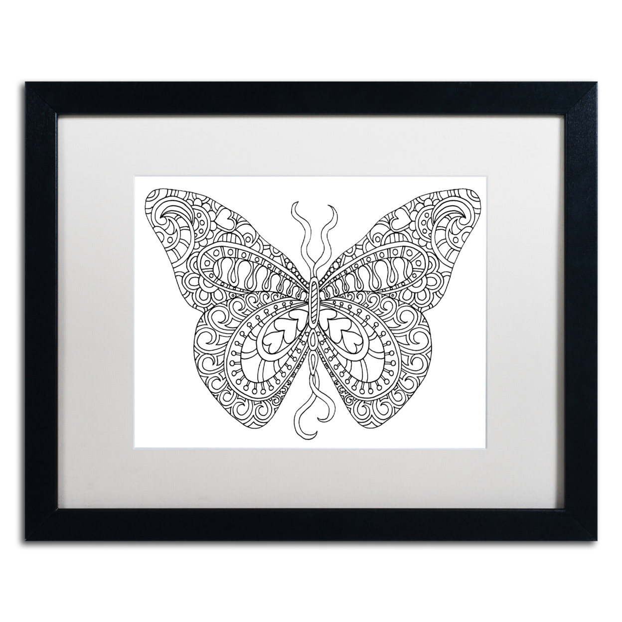 Kathy G. Ahrens 'Bashful Garden Butterfly' Black Wooden Framed Art 18 X 22 Inches