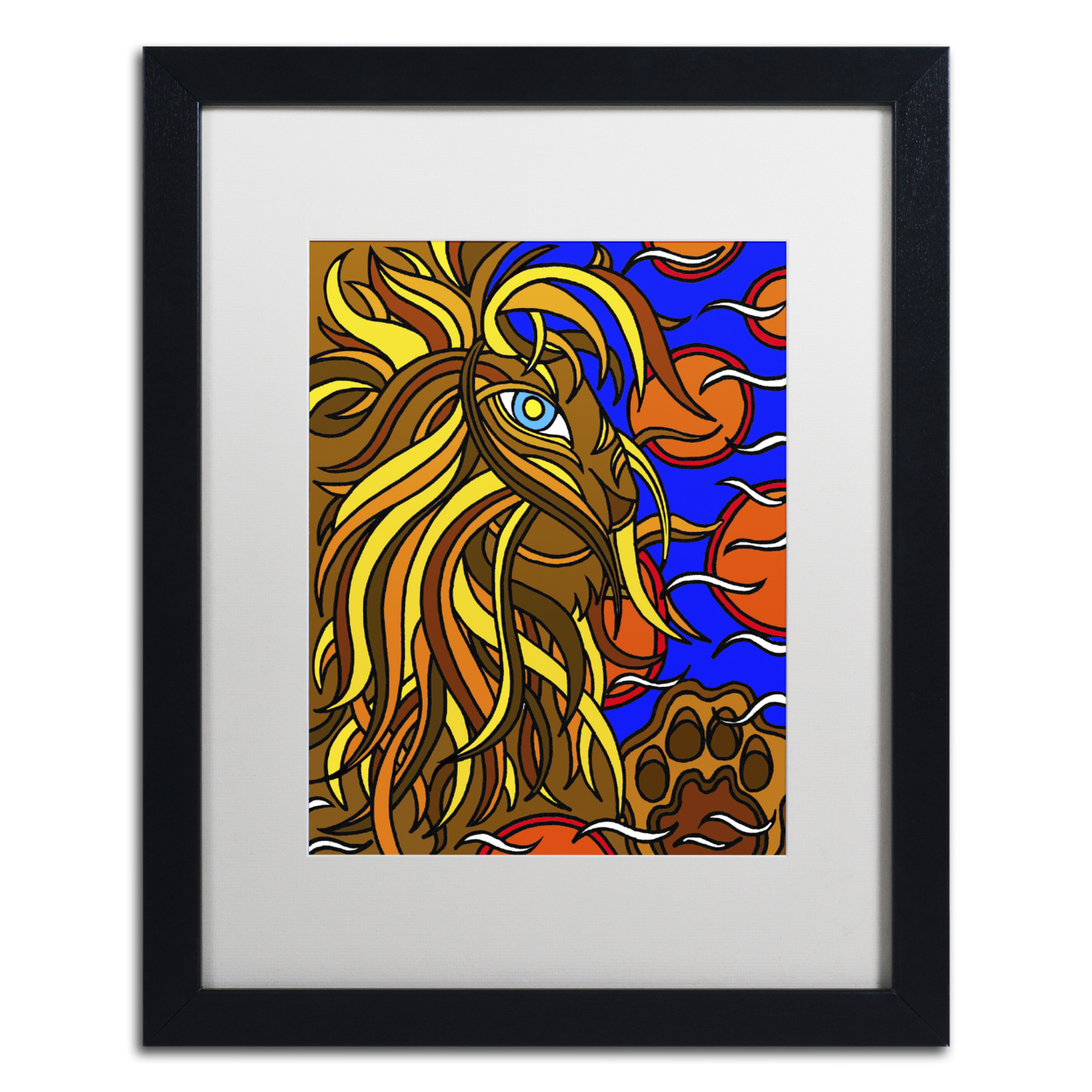 Kathy G. Ahrens 'Lester The Lion Alive' Black Wooden Framed Art 18 X 22 Inches
