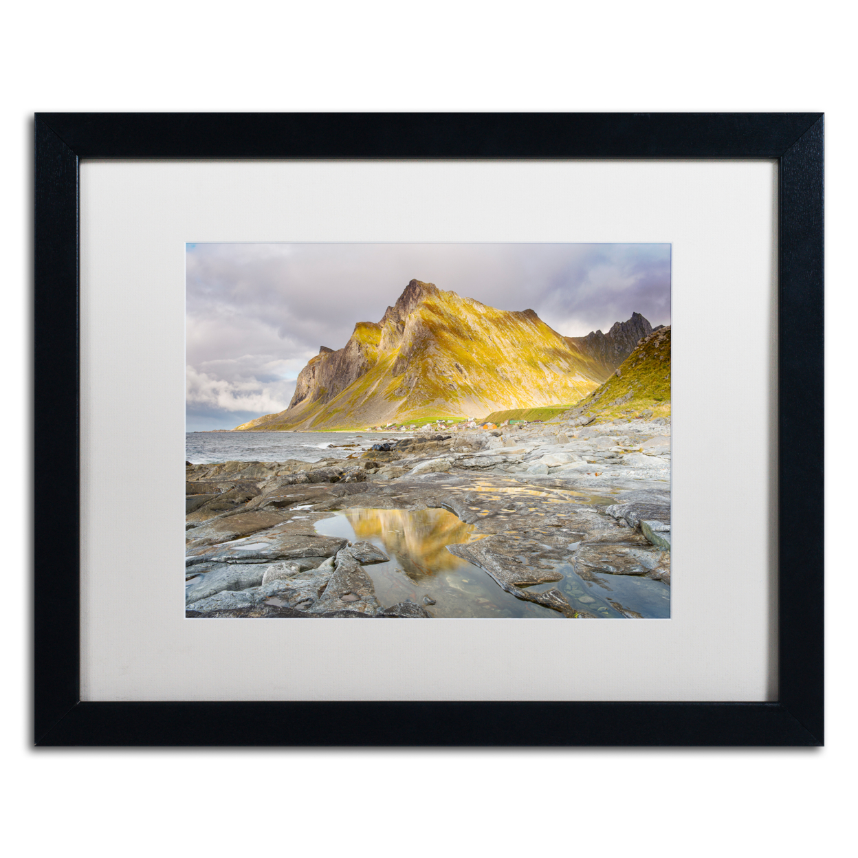 Michael Blanchette Photography 'Under The Mountain' Black Wooden Framed Art 18 X 22 Inches