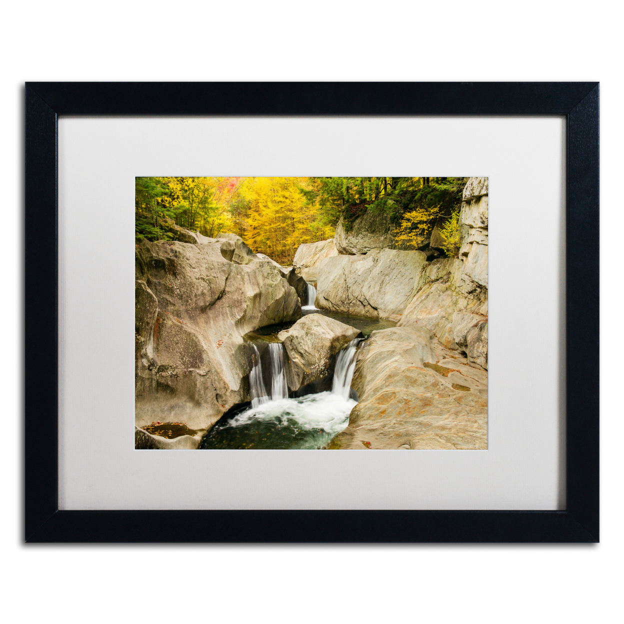 Michael Blanchette Photography 'Fall At The Falls' Black Wooden Framed Art 18 X 22 Inches