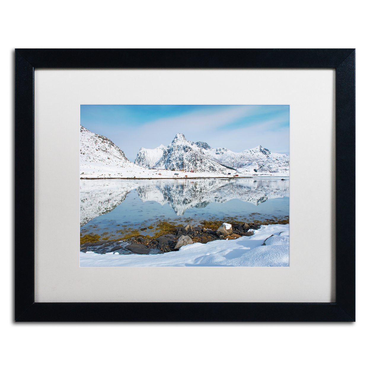 Michael Blanchette Photography 'Fjord Reflection' Black Wooden Framed Art 18 X 22 Inches