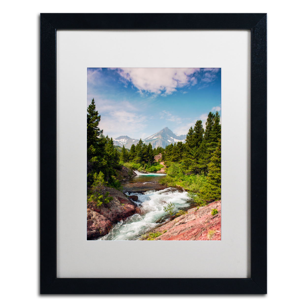 Michael Blanchette Photography 'Glacial Creek' Black Wooden Framed Art 18 X 22 Inches