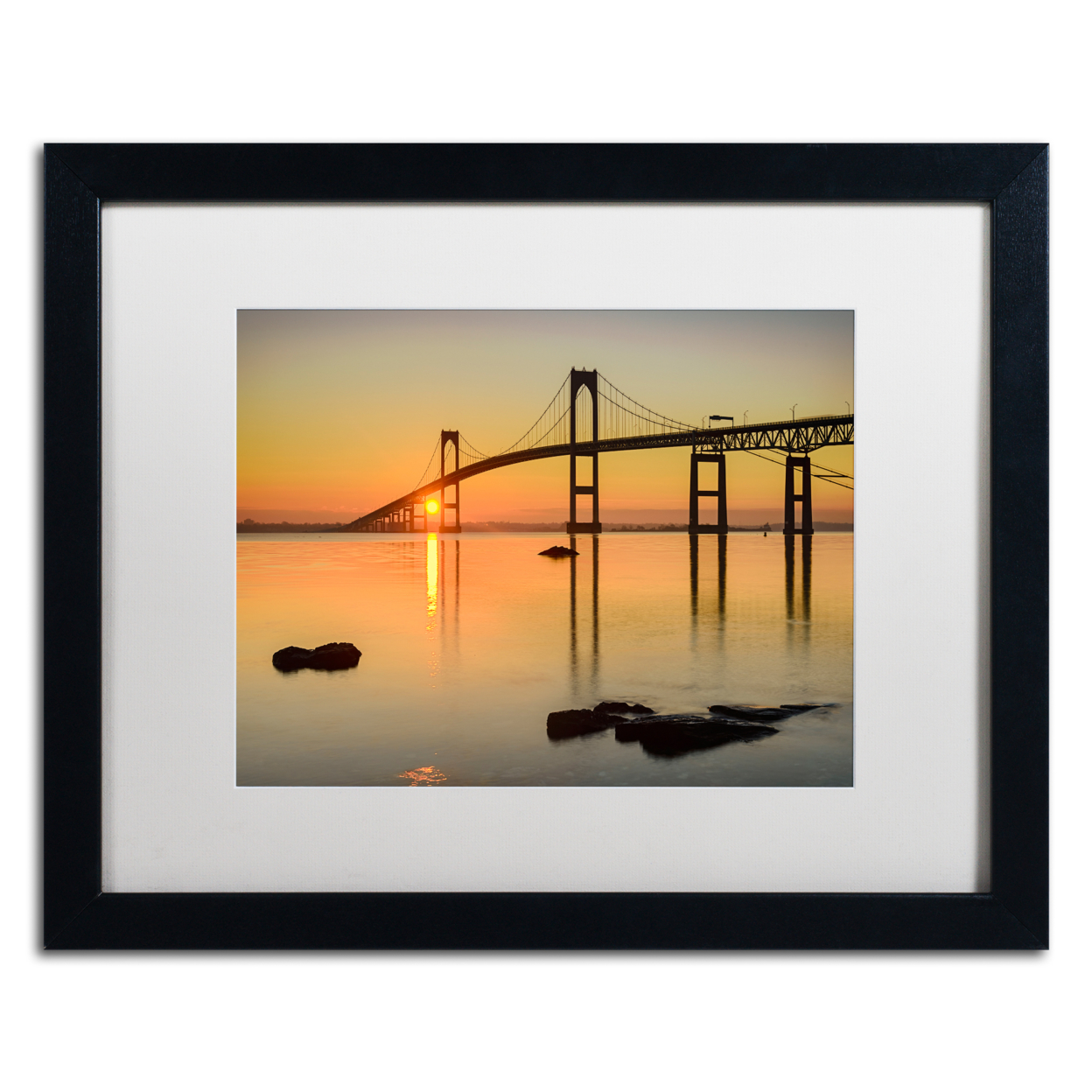 Michael Blanchette Photography 'Newport Morning' Black Wooden Framed Art 18 X 22 Inches