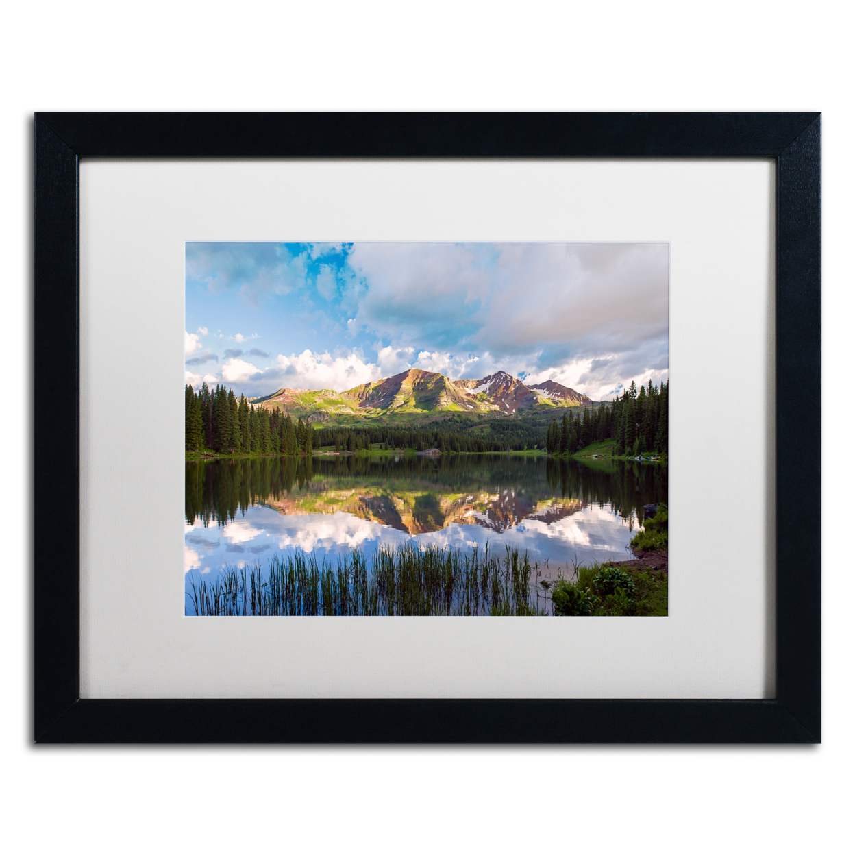 Michael Blanchette Photography 'Ruby Peaks' Black Wooden Framed Art 18 X 22 Inches