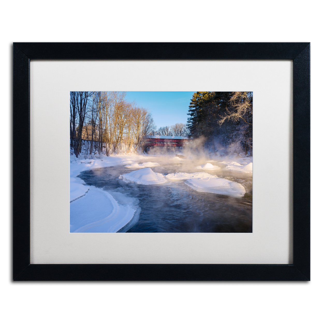 Michael Blanchette Photography 'Smoking River' Black Wooden Framed Art 18 X 22 Inches
