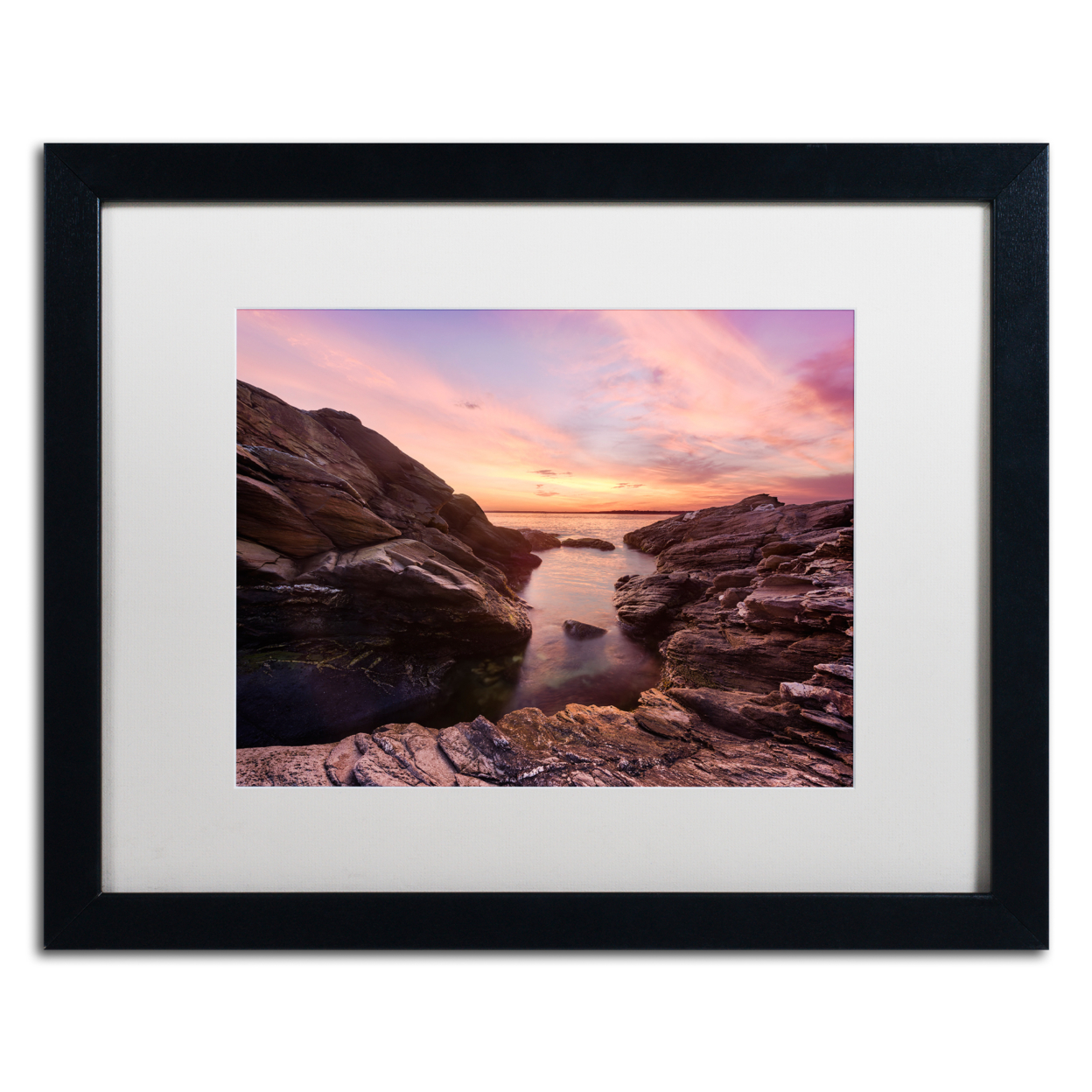 Michael Blanchette Photography 'Sunset Sweep' Black Wooden Framed Art 18 X 22 Inches
