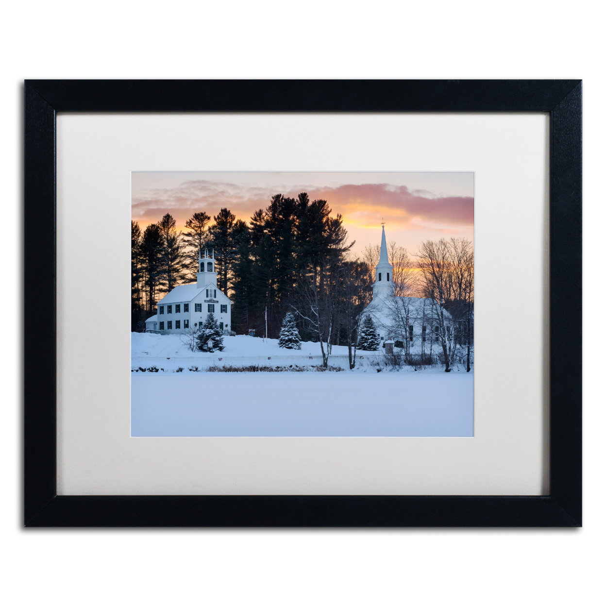 Michael Blanchette Photography 'Winter Sunset' Black Wooden Framed Art 18 X 22 Inches