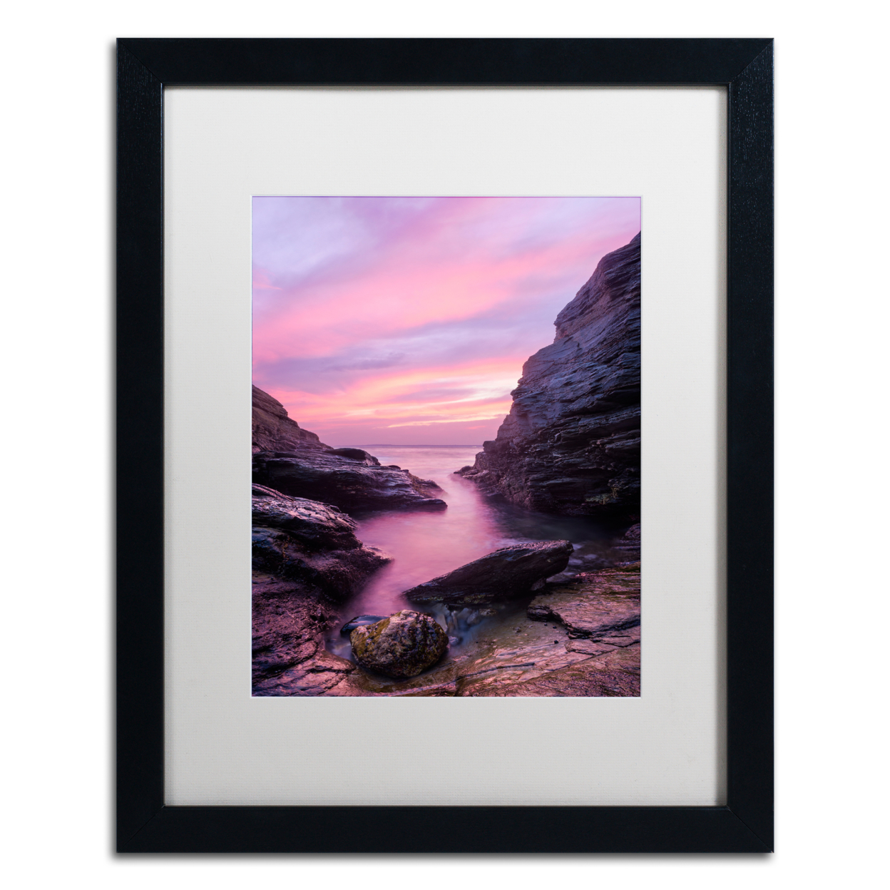 Michael Blanchette Photography 'Rosy Inlet' Black Wooden Framed Art 18 X 22 Inches