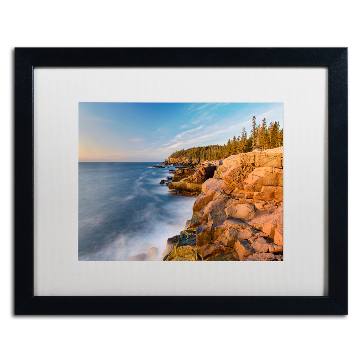 Michael Blanchette Photography 'Acadia Sunrise' Black Wooden Framed Art 18 X 22 Inches