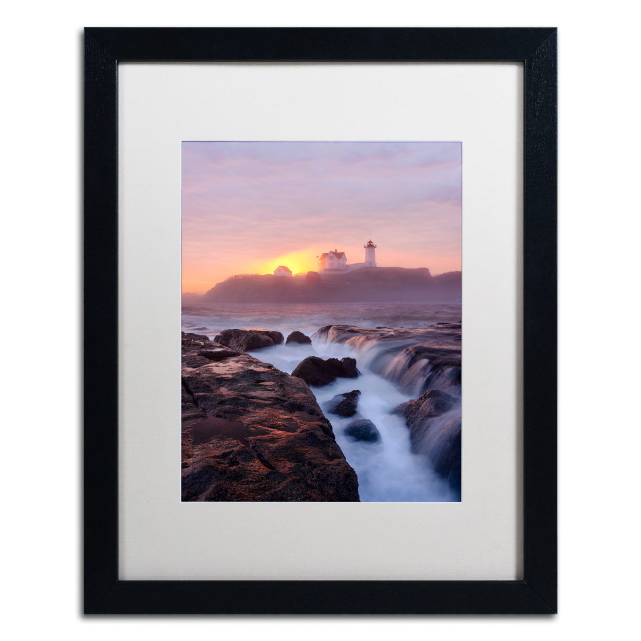 Michael Blanchette Photography 'Lighthouse On Fire' Black Wooden Framed Art 18 X 22 Inches