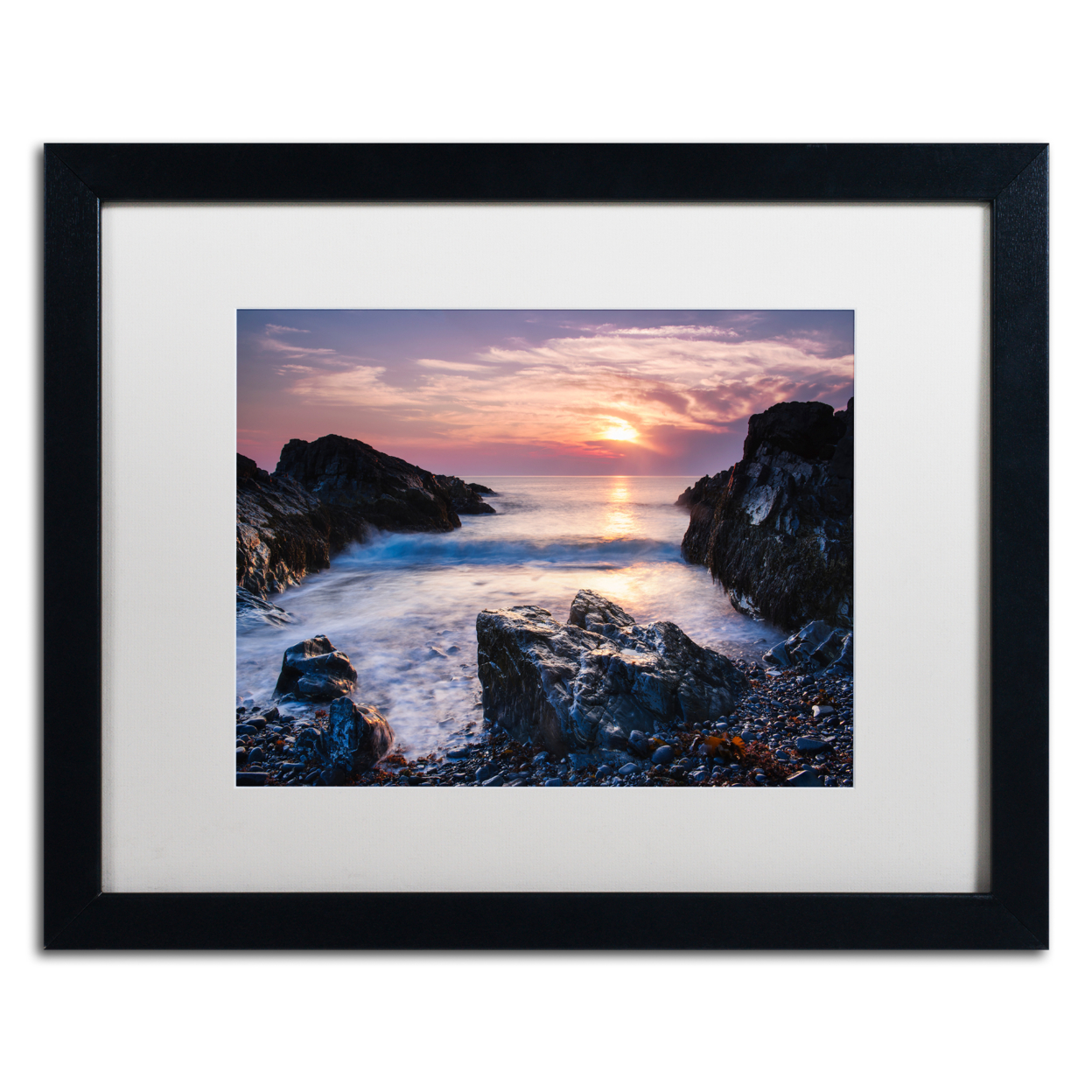 Michael Blanchette Photography 'Rocky Cove' Black Wooden Framed Art 18 X 22 Inches