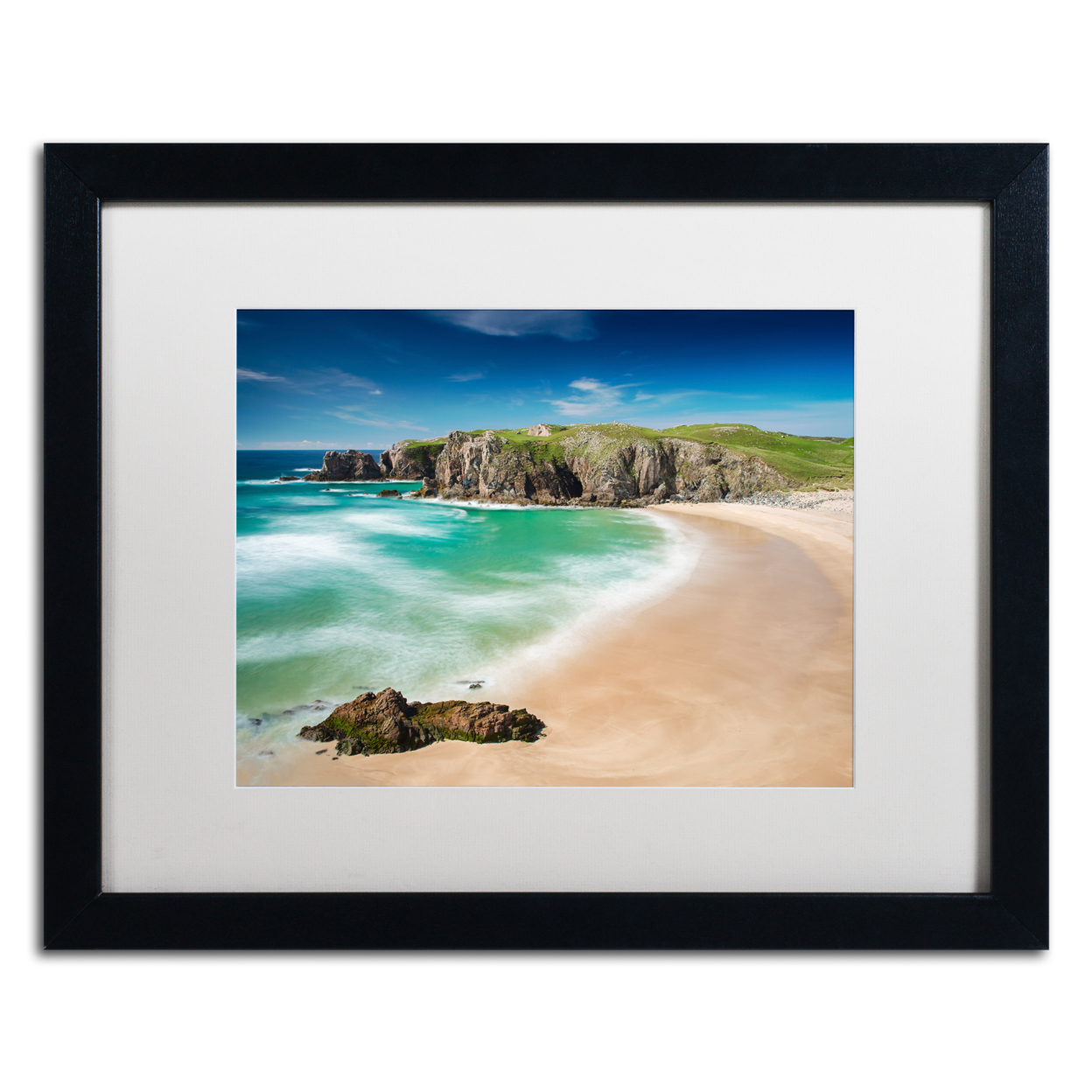 Michael Blanchette Photography 'Beach At Mangersta' Black Wooden Framed Art 18 X 22 Inches
