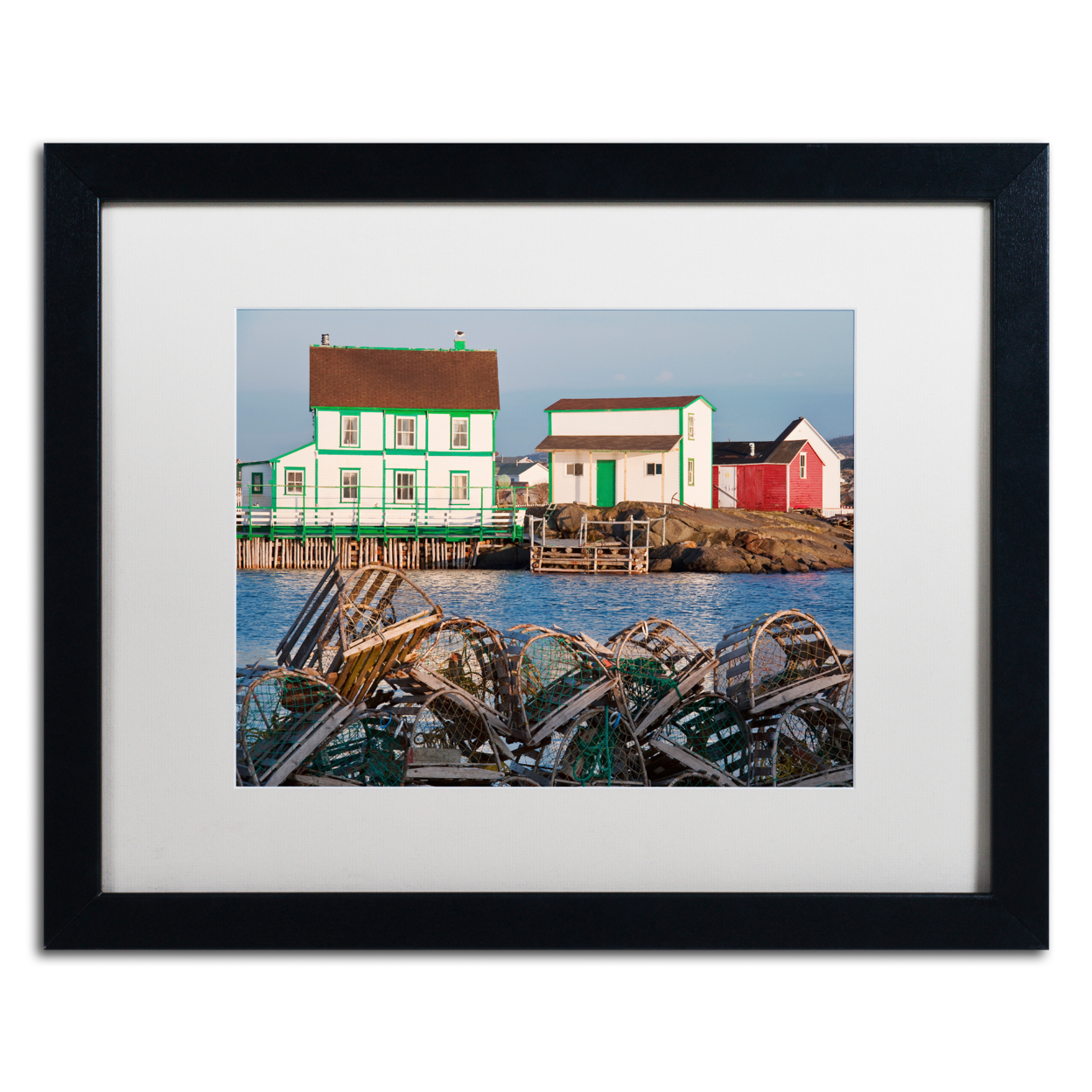 Michael Blanchette Photography 'Lobster Traps' Black Wooden Framed Art 18 X 22 Inches