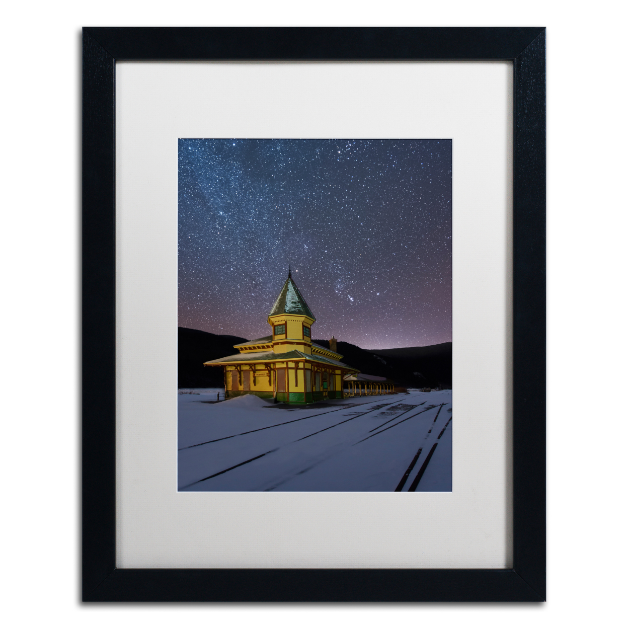 Michael Blanchette Photography 'Night Depot' Black Wooden Framed Art 18 X 22 Inches