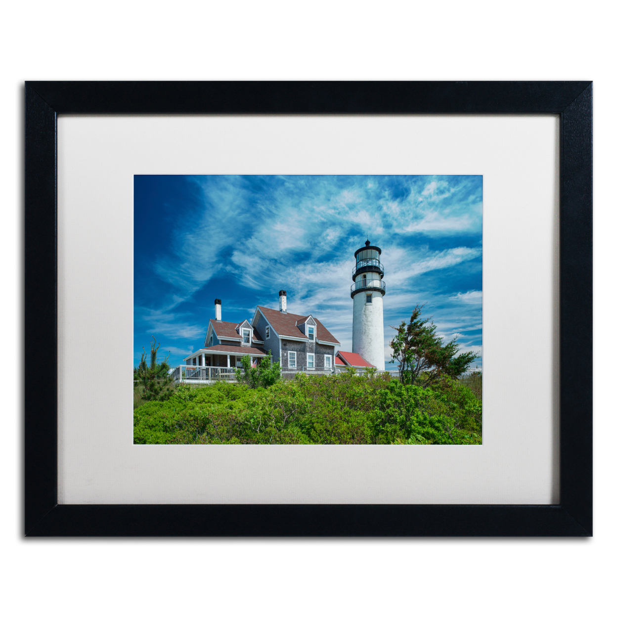 Michael Blanchette Photography 'Cape Cod Light' Black Wooden Framed Art 18 X 22 Inches