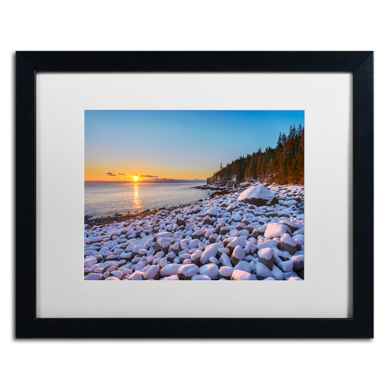 Michael Blanchette Photography 'White Boulders' Black Wooden Framed Art 18 X 22 Inches