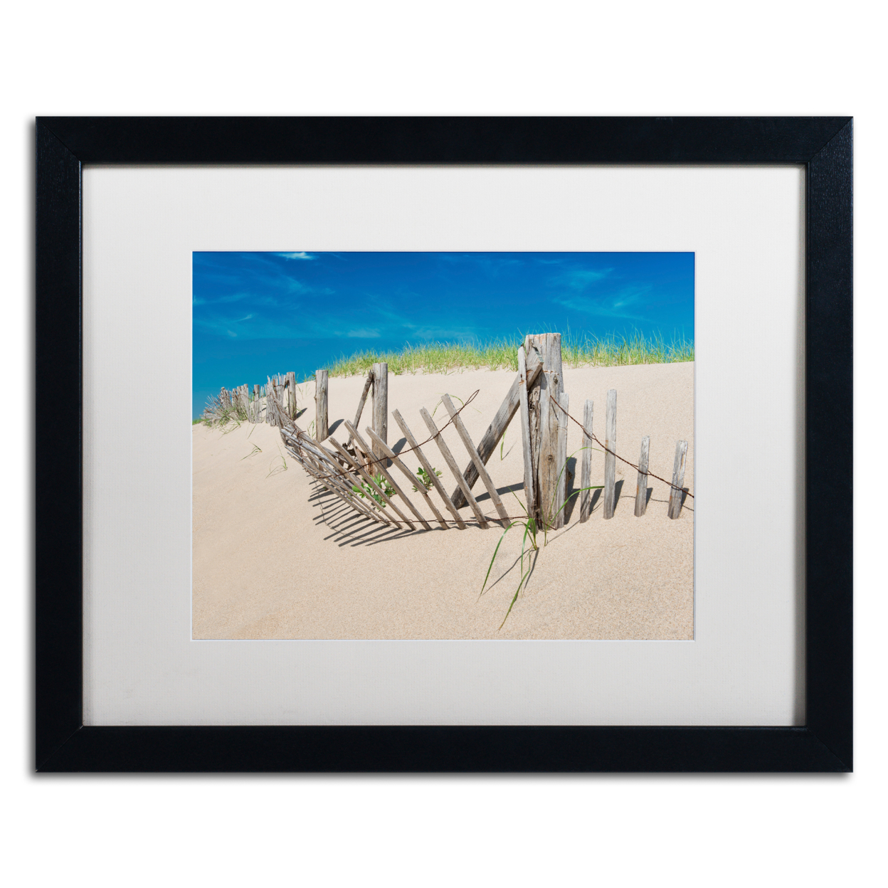 Michael Blanchette Photography 'Worn Beach Fence' Black Wooden Framed Art 18 X 22 Inches