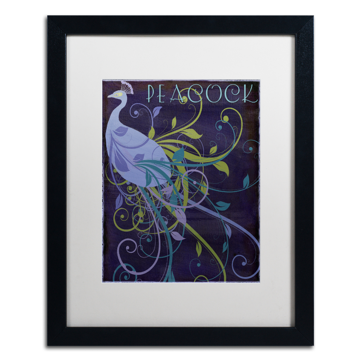 Color Bakery 'Peacock Nouveau II' Black Wooden Framed Art 18 X 22 Inches