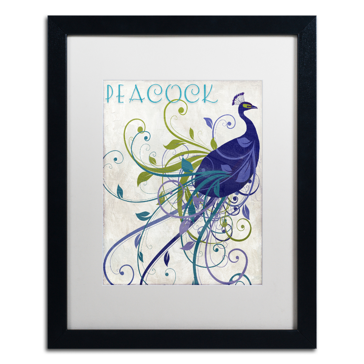 Color Bakery 'Peacock Nouveau I' Black Wooden Framed Art 18 X 22 Inches
